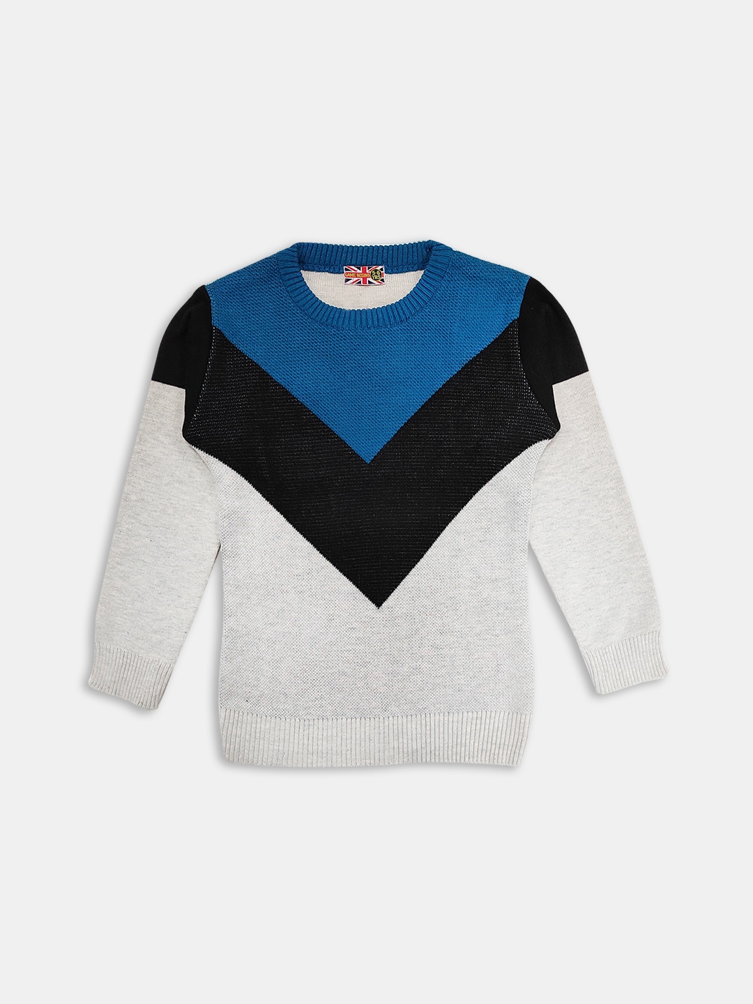 

Here&Now X Game Begins Girls Chevron Colourblocked Pullover, Blue