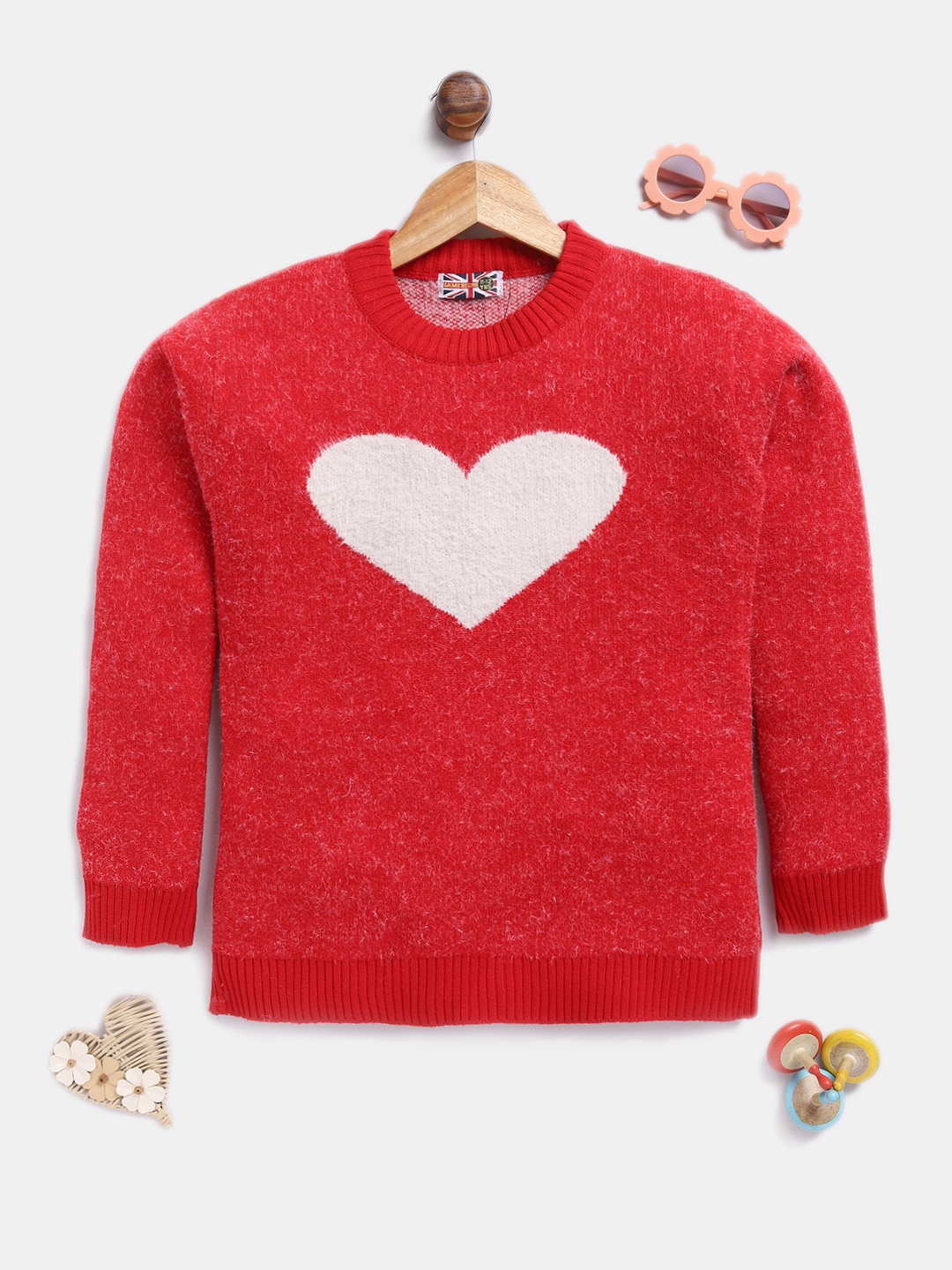 

Here&Now X Game Begins Girls Pullover with Fuzzy Detail, Red