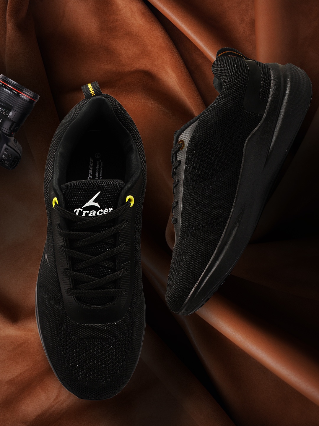 

TRACER Men PU Round Toe Sneakers with Comfort Padding for Everyday Steps, Black