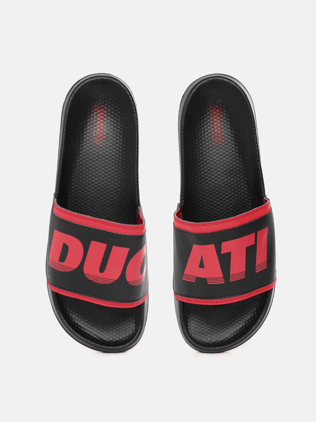 

Ducati Men Brand Logo Print Sliders, Black