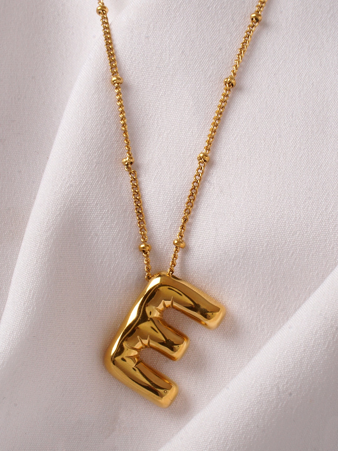 

AQUASTREET 18K Gold Plated Stainless Steel Balloon E Necklace