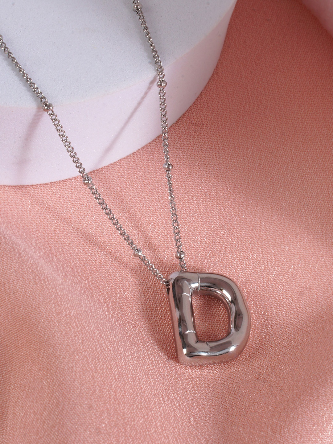 

AQUASTREET Silver Plated Stainless Steel Balloon D Necklace