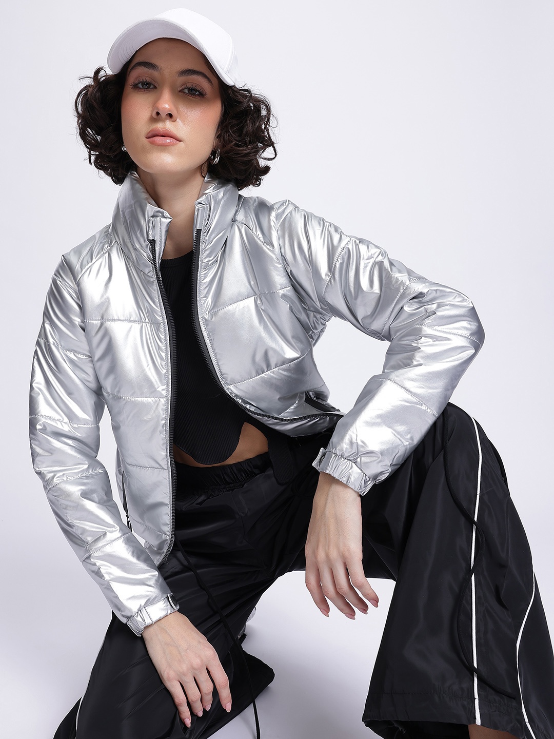 

DressBerry Sassy Statement Puffer Jacket, Silver