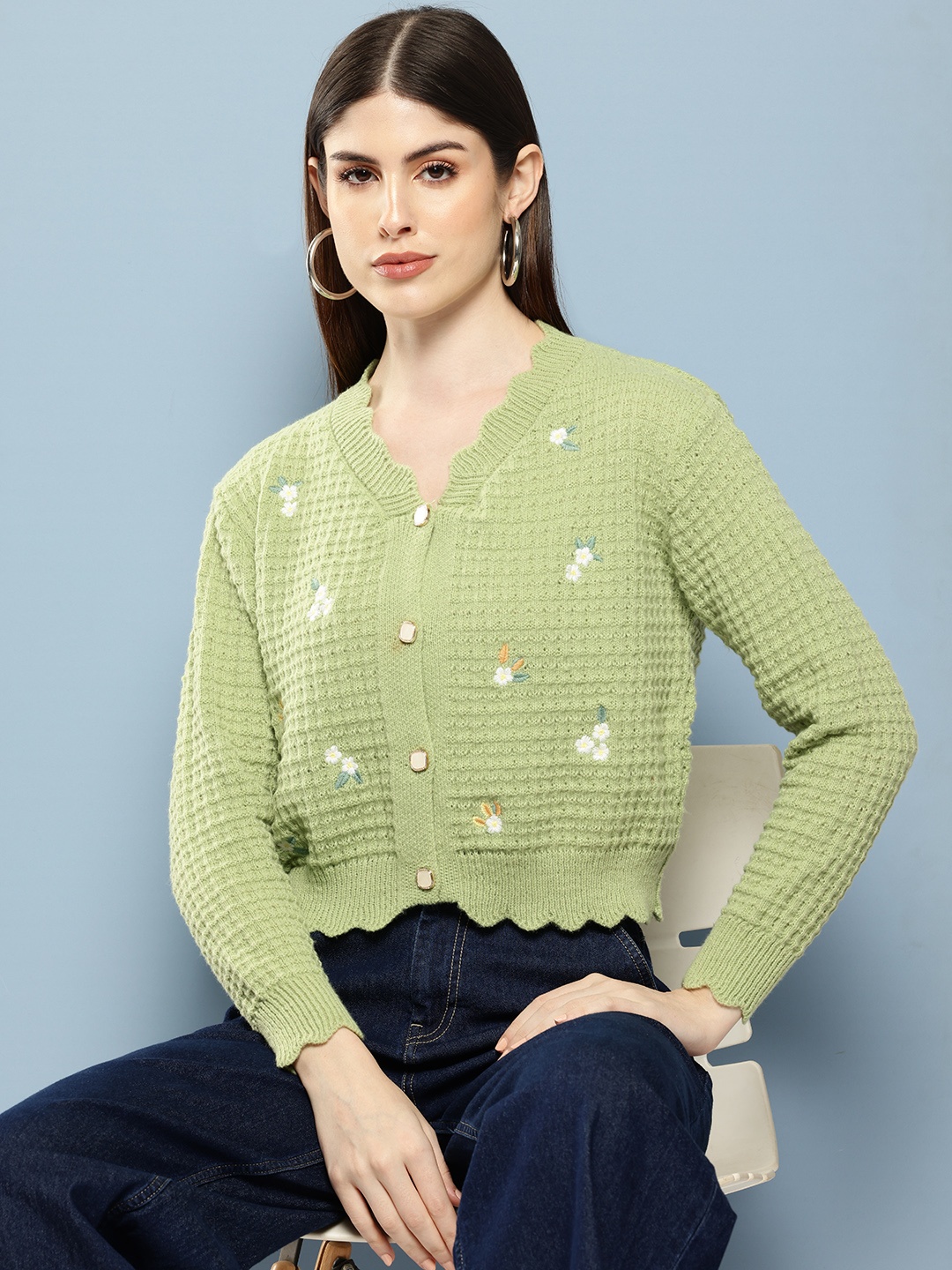 

Chemistry Floral Woollen Cardigan, Green