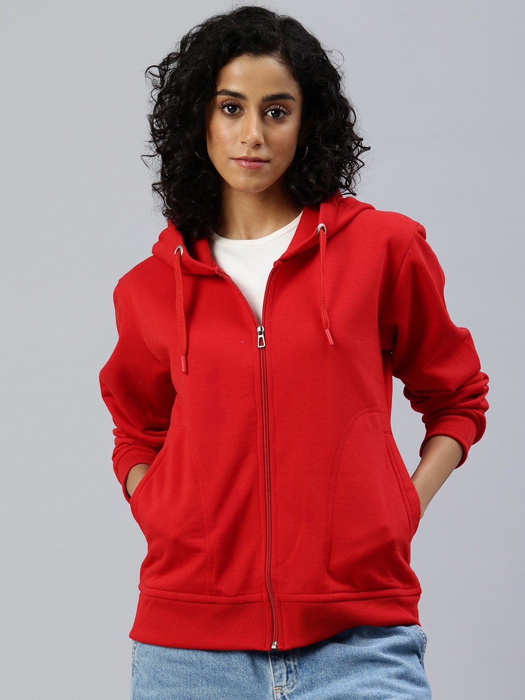 

ADBUCKS Solid Hooded Sweatshirt, Red