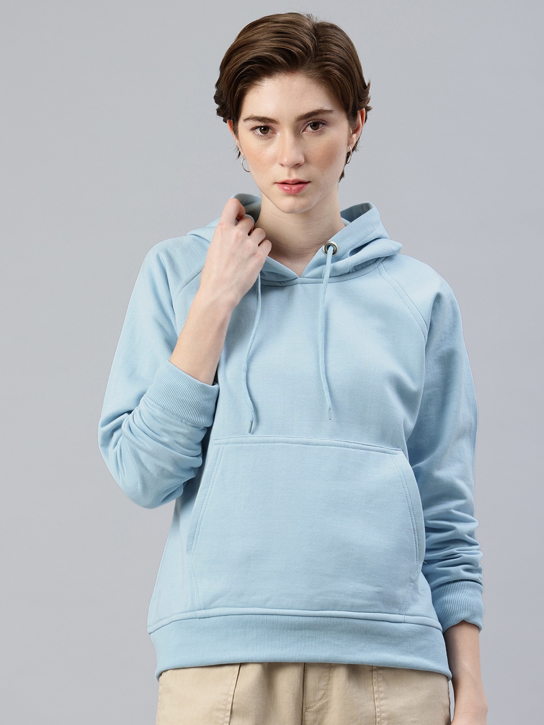 

ADBUCKS Solid Hooded Sweatshirt, Blue