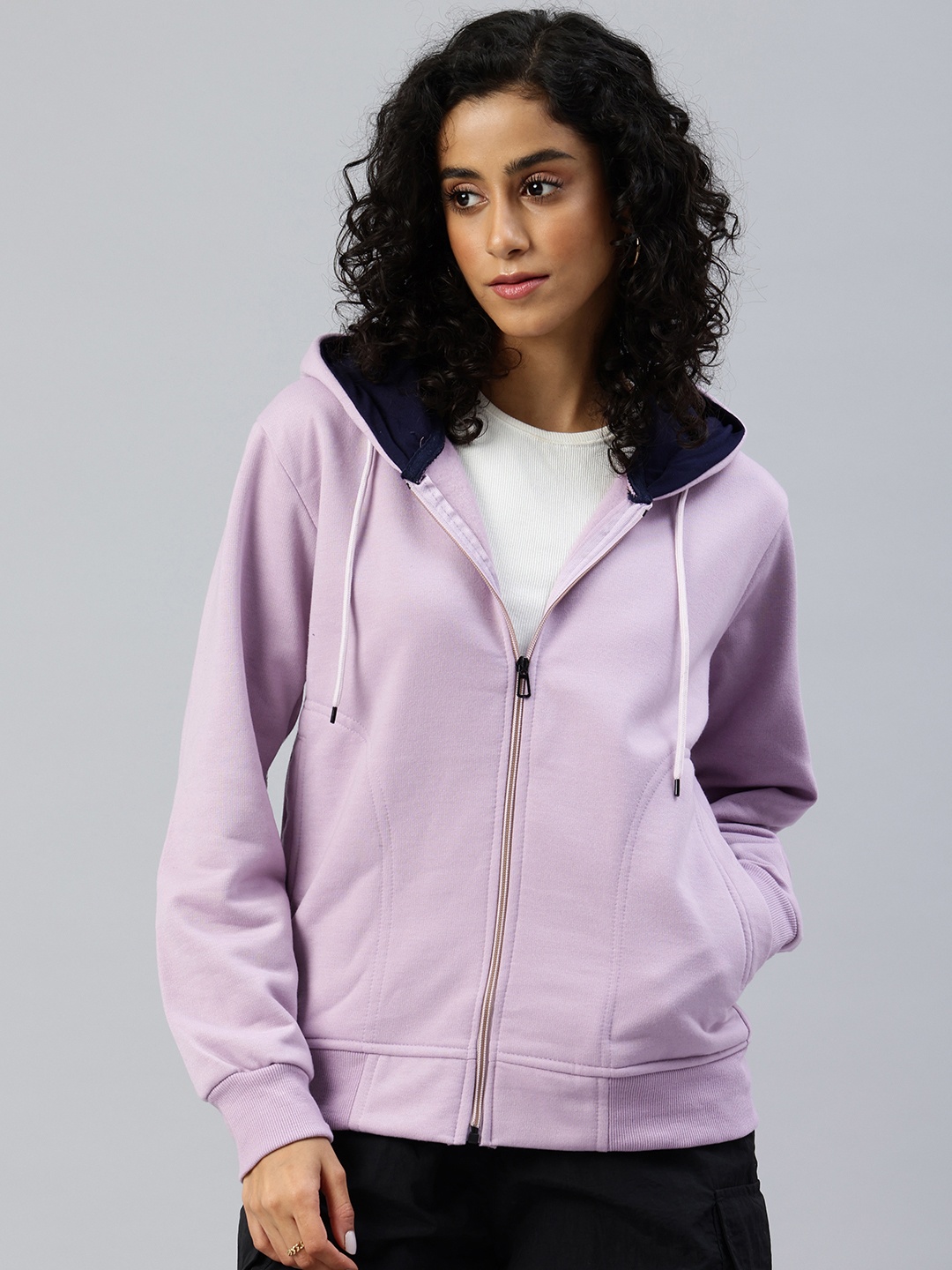 

ADBUCKS Solid Hooded Sweatshirt, Lavender