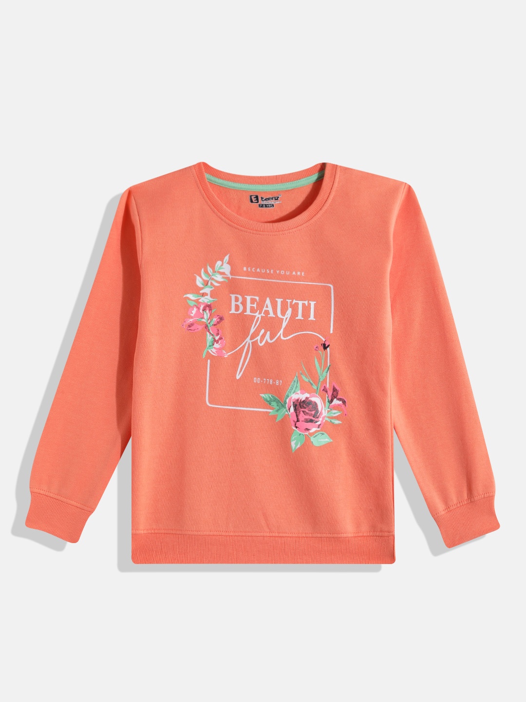 

Eteenz Girls Printed Sweatshirt, Orange