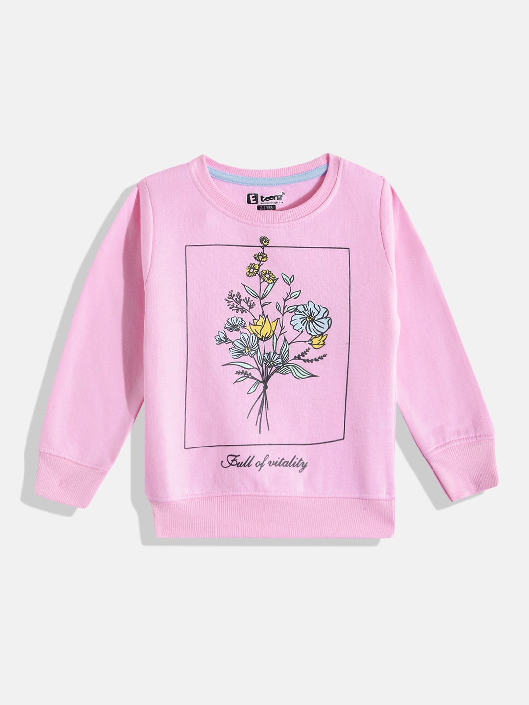 

Eteenz Girls Floral Printed Sweatshirt, Pink