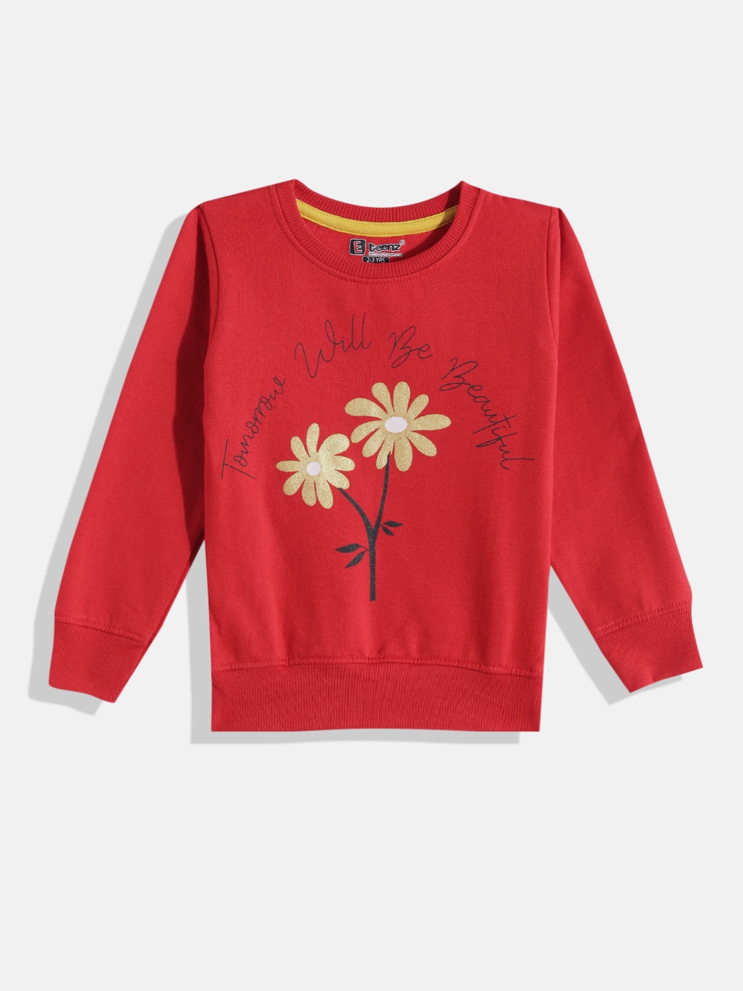 

Eteenz Girls Printed Sweatshirt, Red