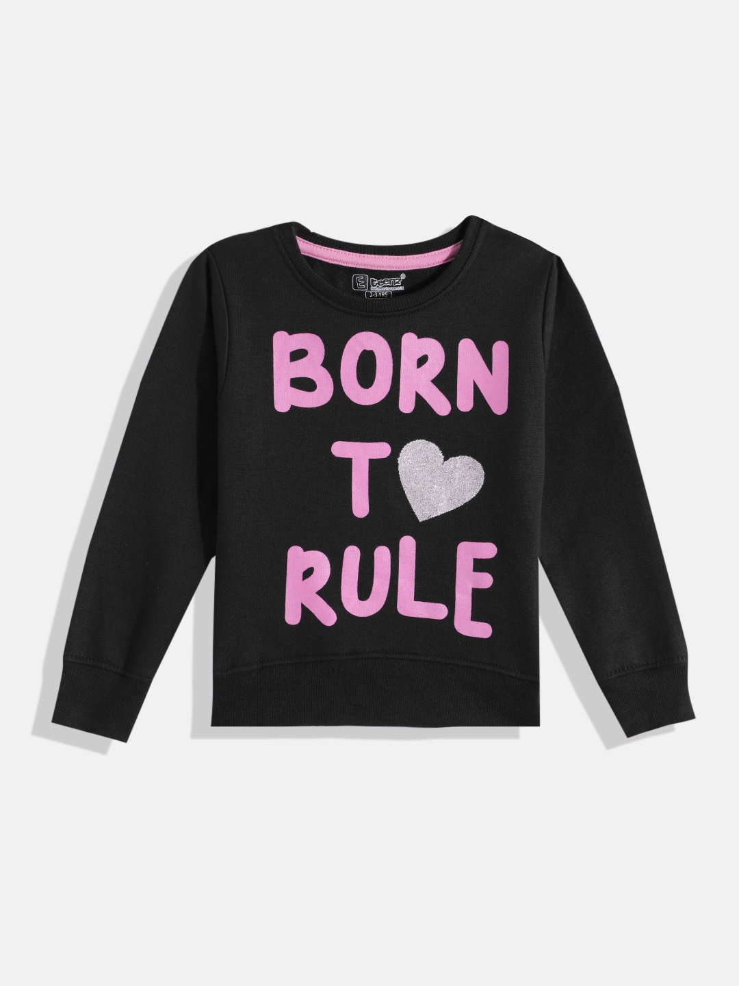 

Eteenz Girls Typography Printed Sweatshirt, Black
