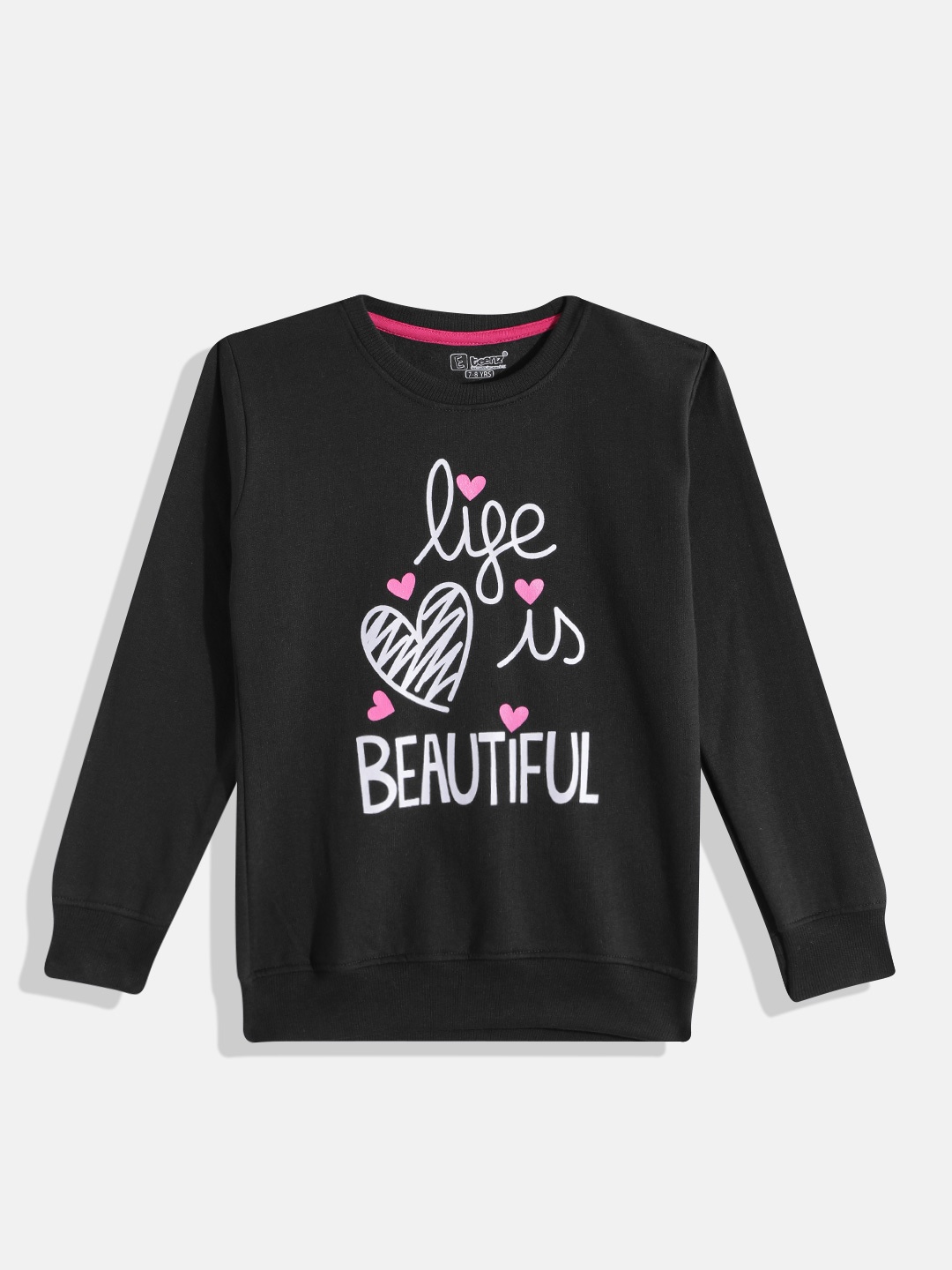

Eteenz Girls Typography Printed Sweatshirt, Black
