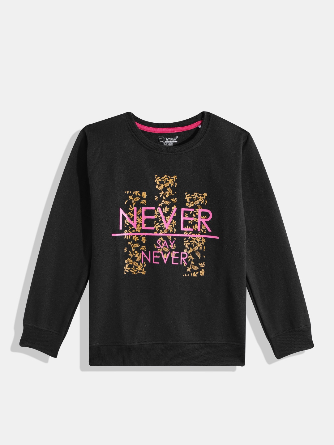 

Eteenz Girls Typography Printed Sweatshirt, Black