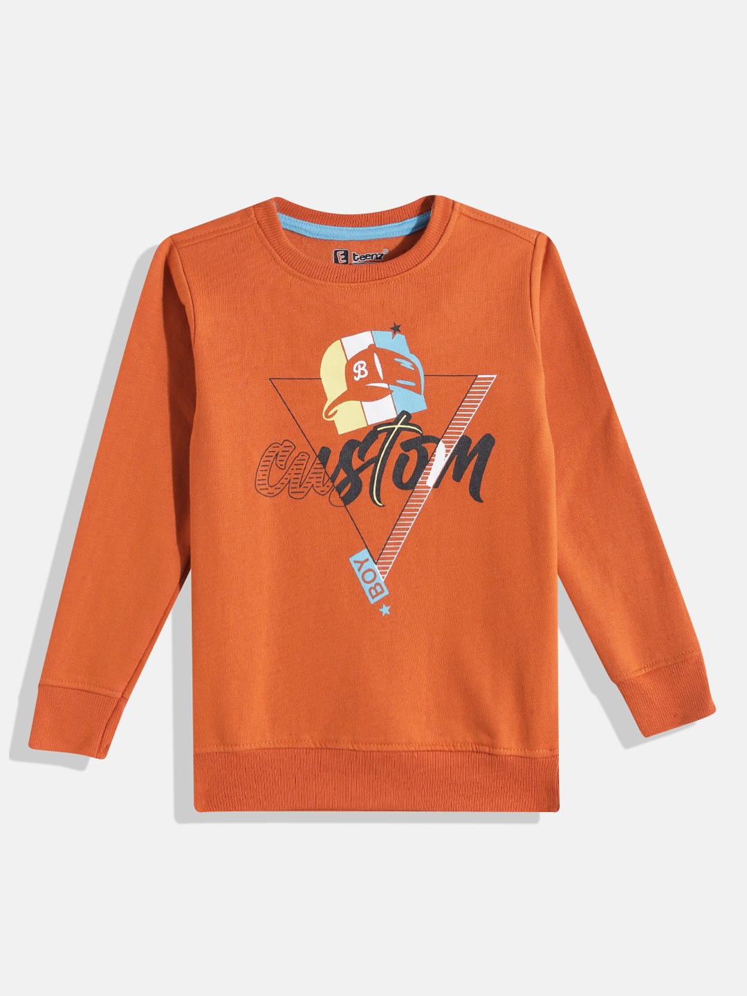 

Eteenz Boys Typography Printed Sweatshirt, Rust
