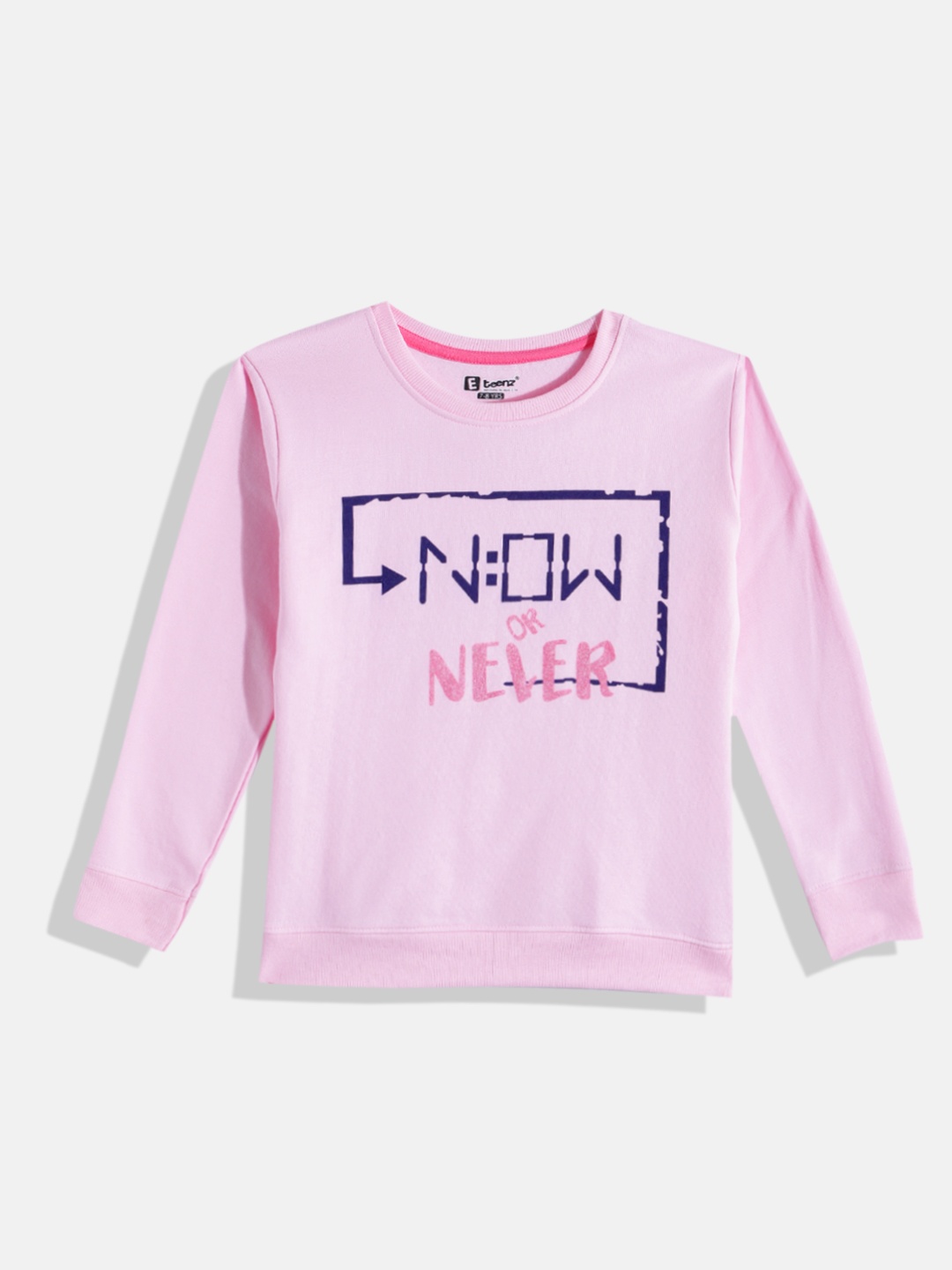 

Eteenz Girls Typography Printed Sweatshirt, Pink