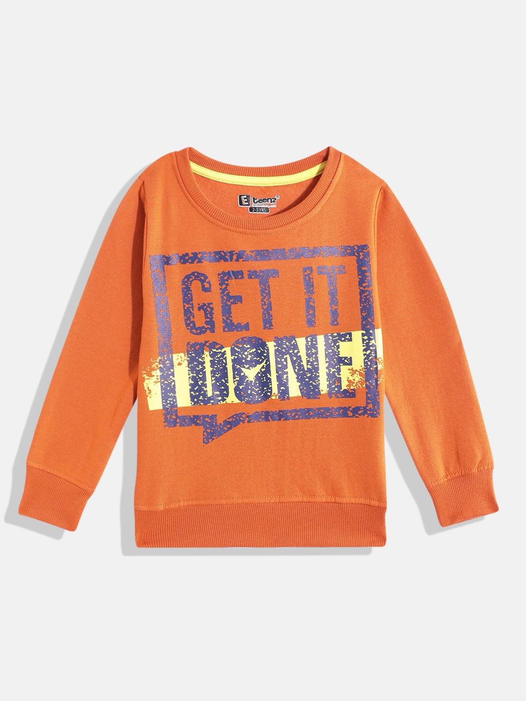 Eteenz Girls Typography Print Sweatshirt, Rust