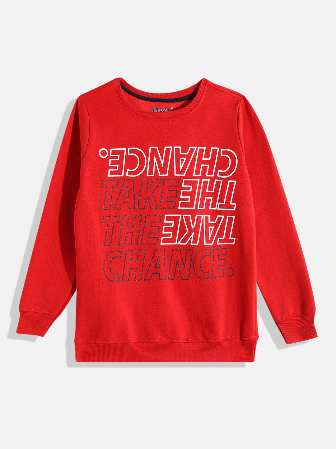 

Eteenz Boys Typography Printed Sweatshirt, Red