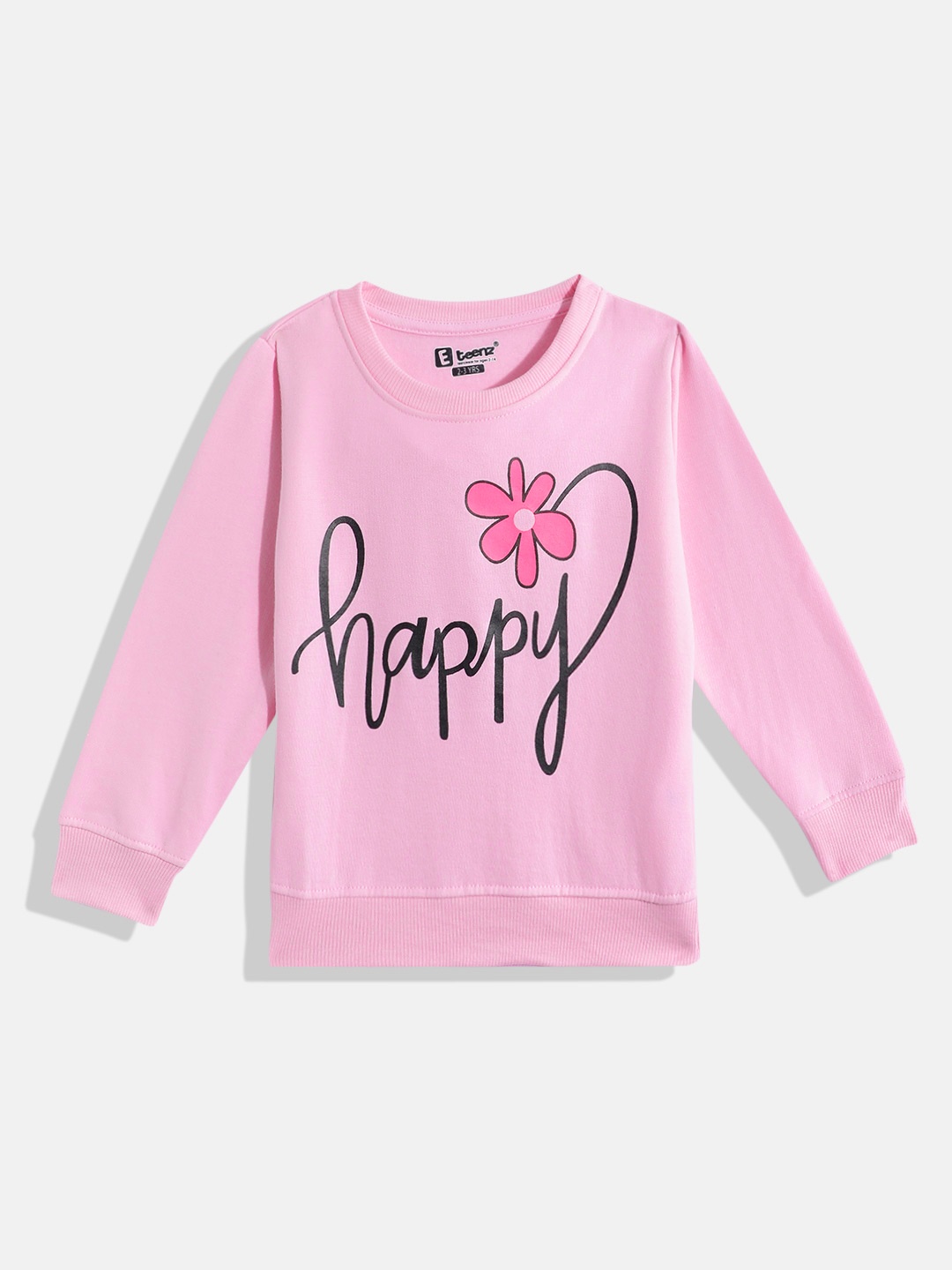 

Eteenz Girls Typography Printed Sweatshirt, Pink
