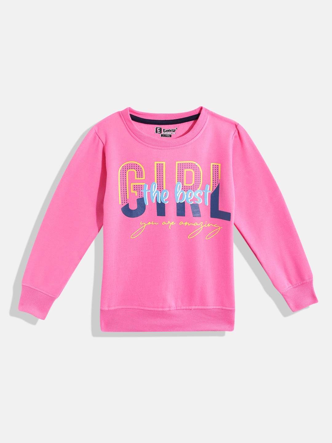 

Eteenz Girls Typography Printed Sweatshirt, Pink