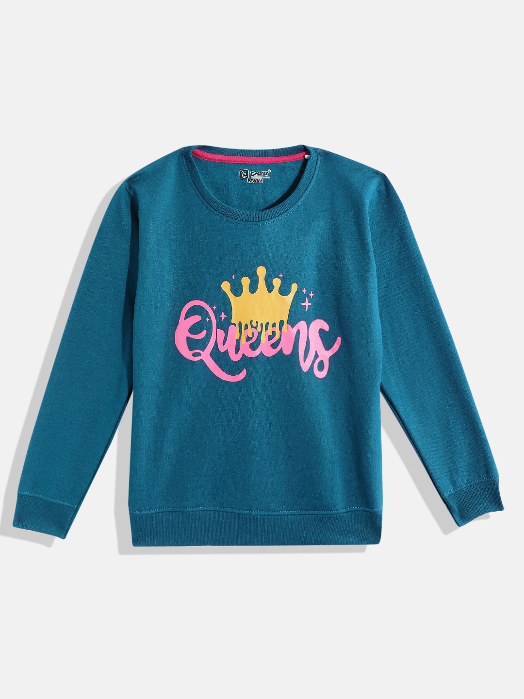 

Eteenz Girls Typography Printed Sweatshirt, Teal