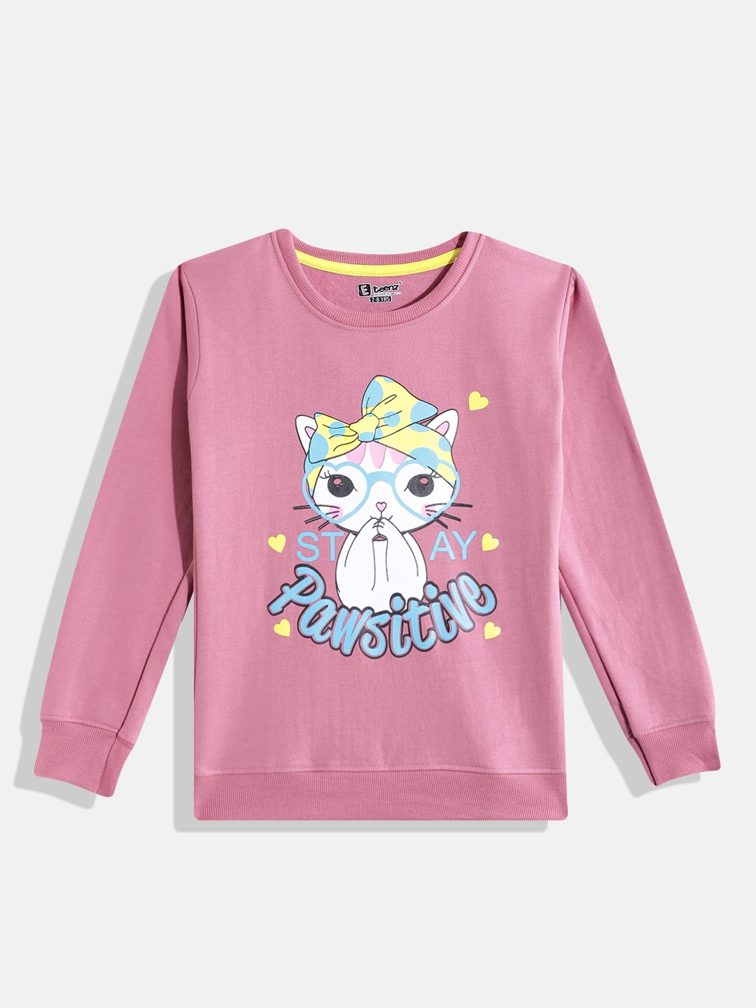 Eteenz Girls Graphic Print Sweatshirt, Mauve