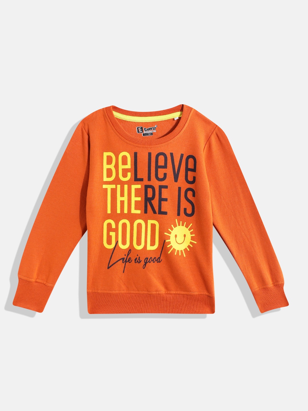 

Eteenz Girls Typography Printed Sweatshirt, Rust