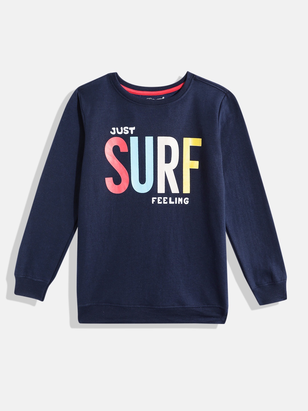 Eteenz Boys Typography Printed Sweatshirt, Navy blue