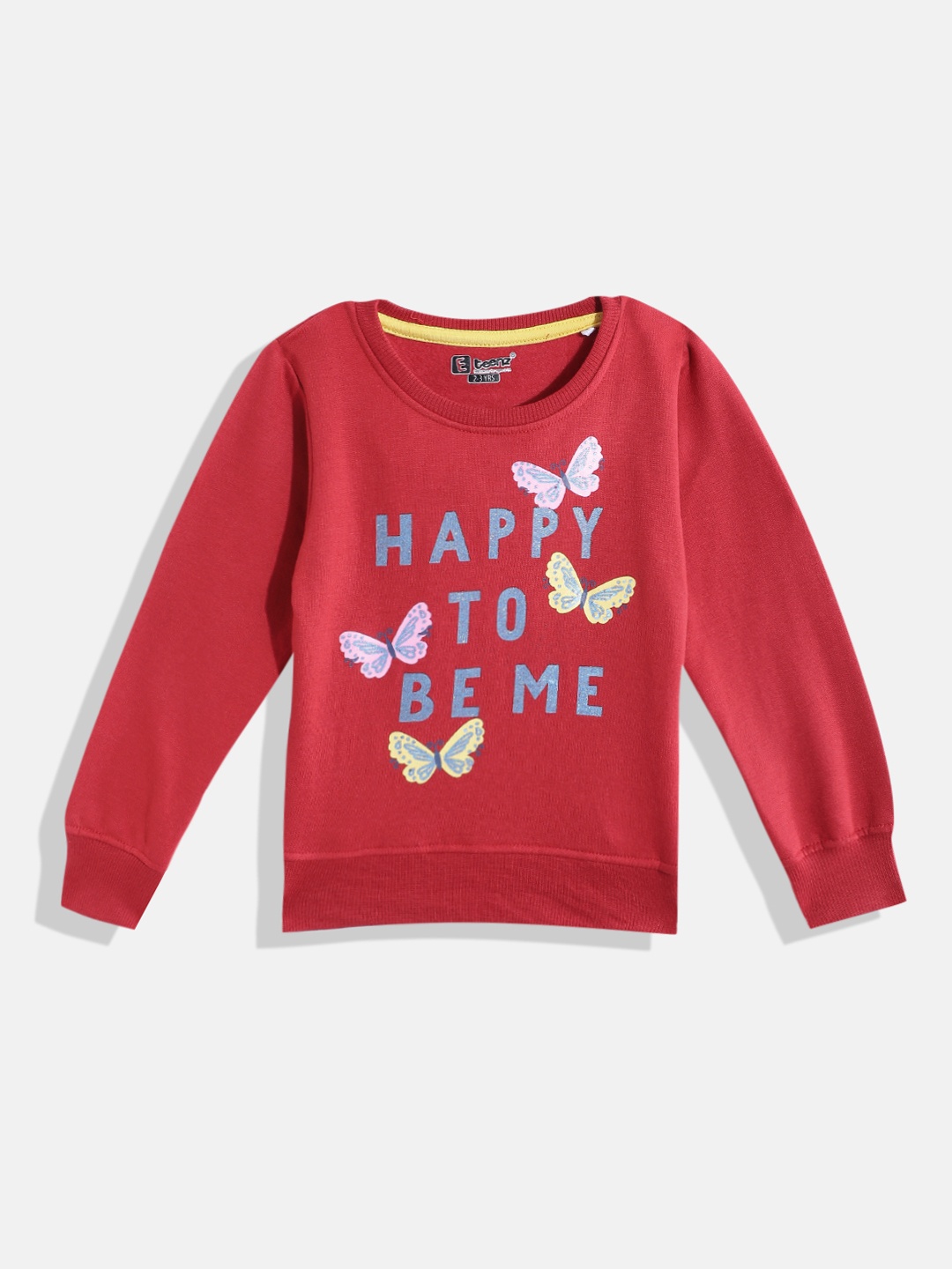 

Eteenz Girls Typography Printed Sweatshirt, Maroon