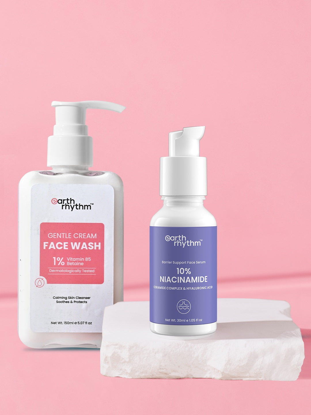 

Earth Rhythm Set Of 2 Niacinamide Face Serum - 15ml & Gentle Cream Face Wash - 150ml, White