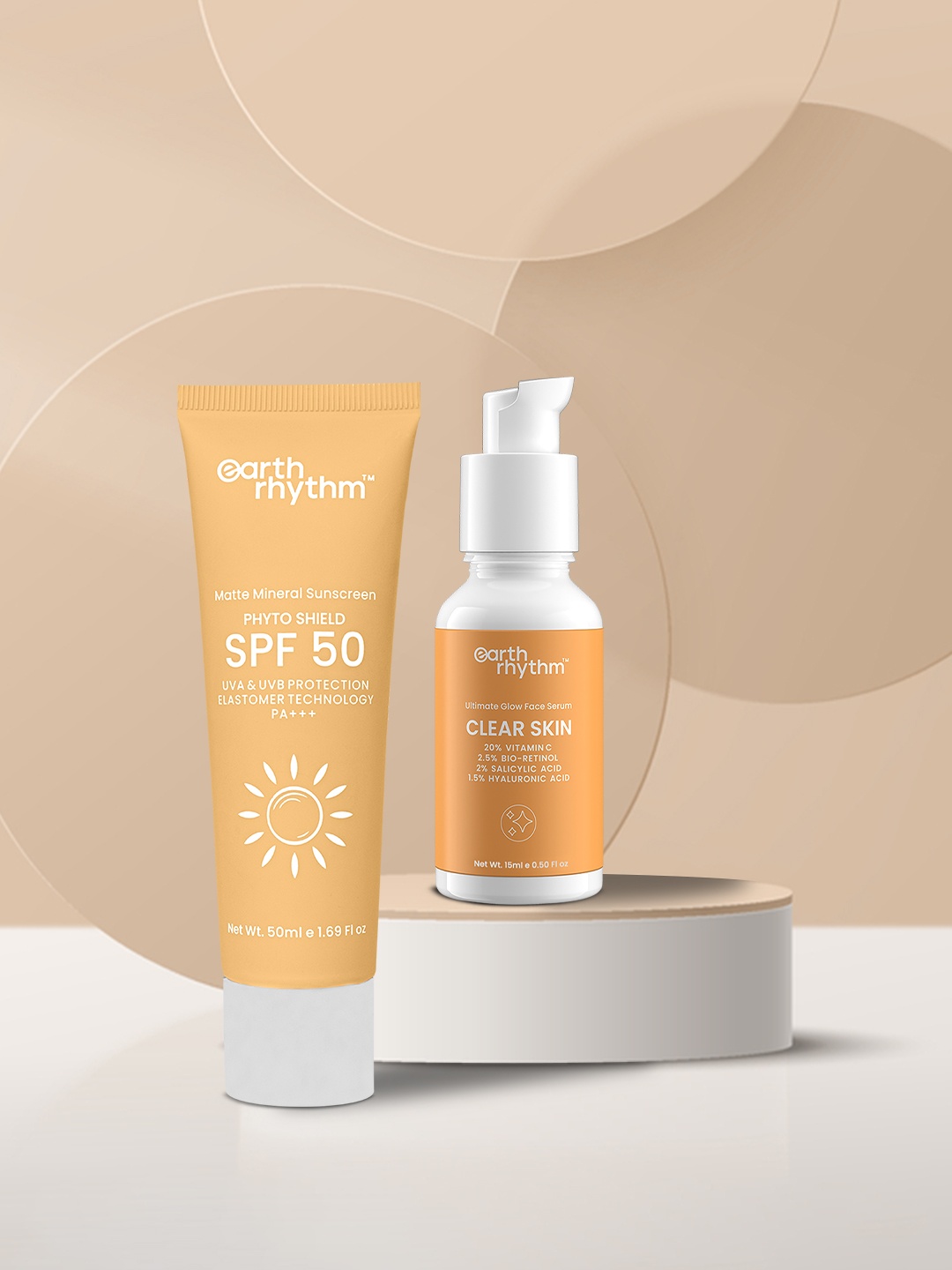 

Earth Rhythm Set Of 2 Sunscreen SPF 50 - 50ml & Ultimate Glow Serum - 30ml, Orange