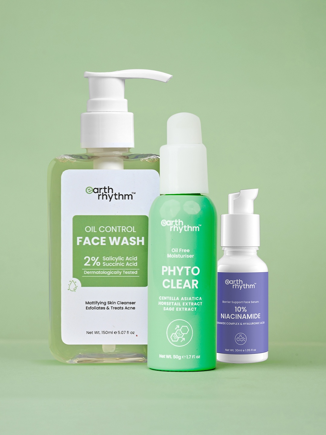 

Earth Rhythm Set Of 3 Niacinamide Serum - 15ml, Moisturizer - 50 g & Face Wash - 150ml, White