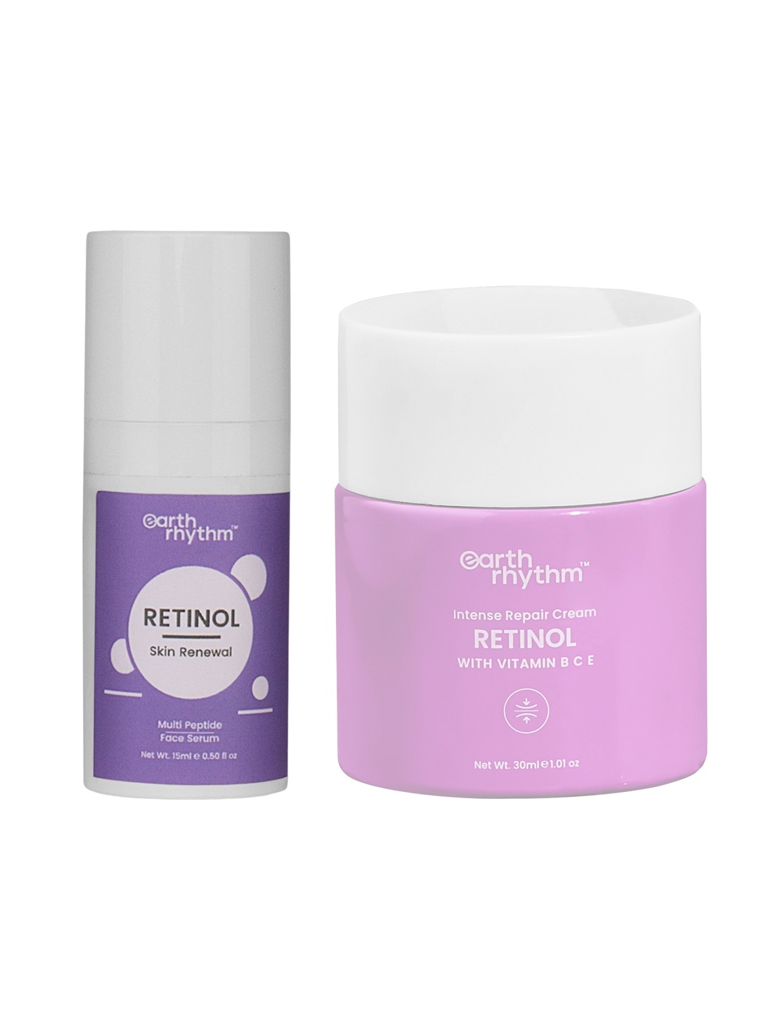 

Earth Rhythm Set Of 2 Peptide Face Serum - 15 ml & Retinol Intense Repair Cream - 30 ml, Lavender