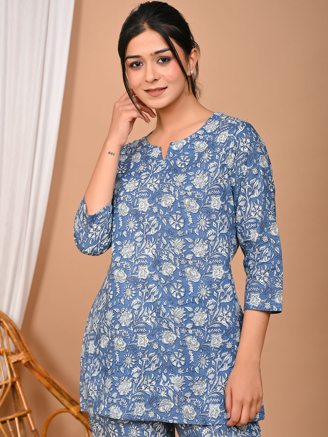 

Bhoolft Women Printed Night suit, Blue