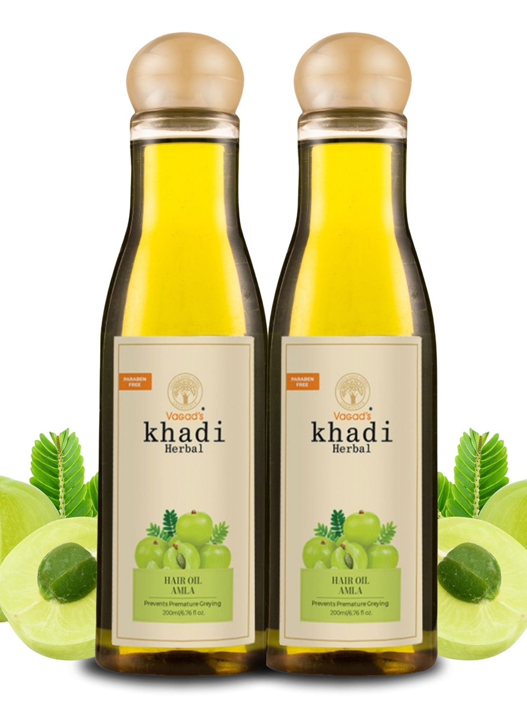 

Vagads Set of 2 Khadi Amla Hair Oil - 200 ml Each, Yellow