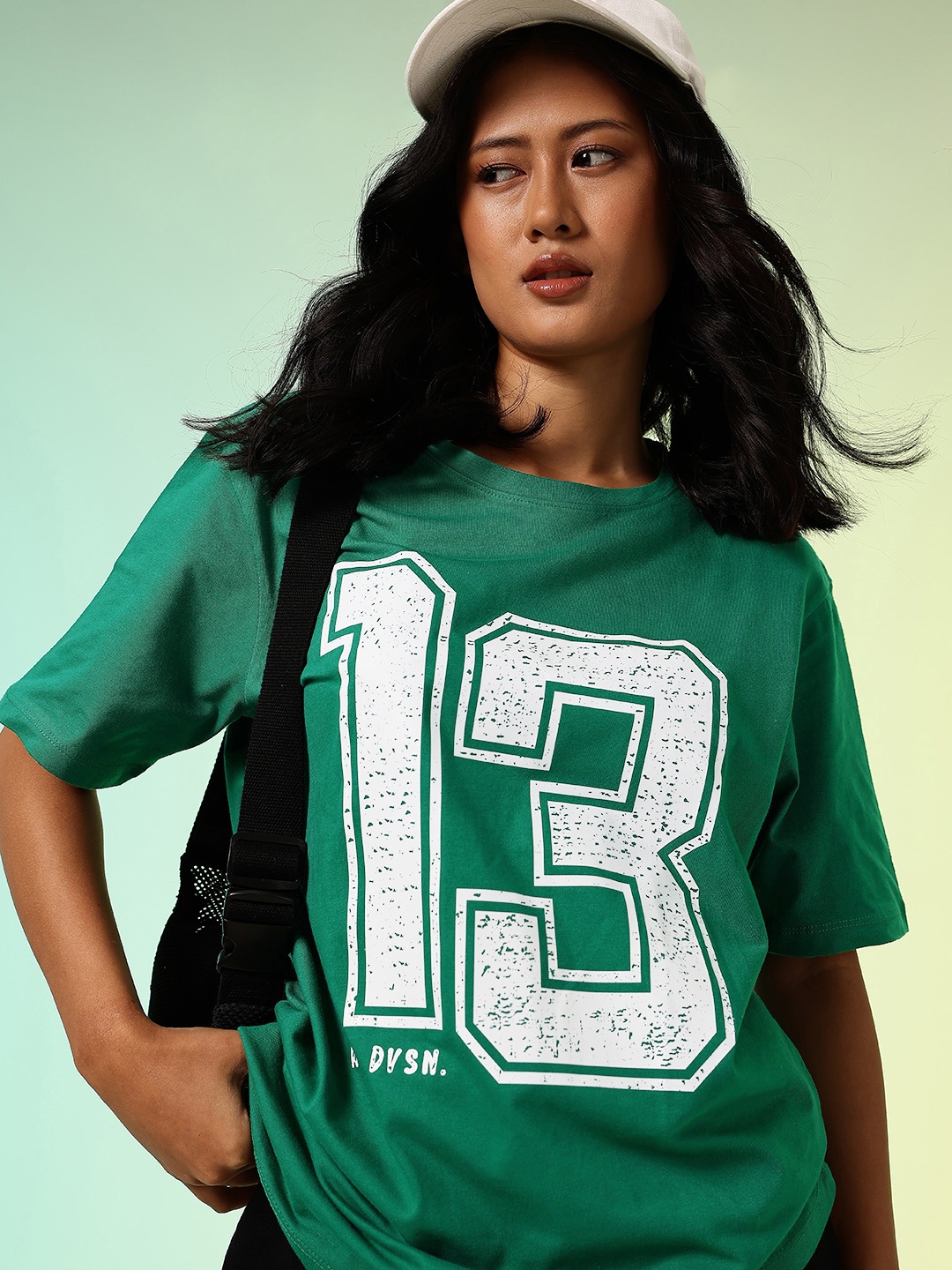 

HRX by Hrithik Roshan Women Typography Printed Relaxed Fit Pure Cotton T-shirt, Green