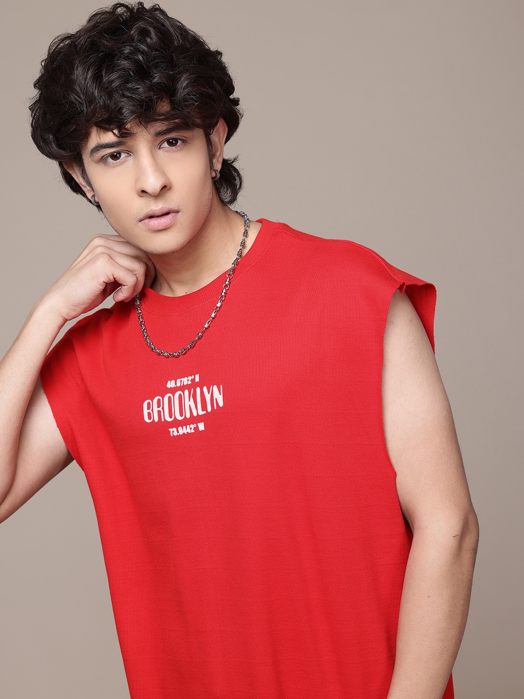 

The Roadster Lifestyle Co. Typography Pure Cotton Relaxed T-shirt, Red