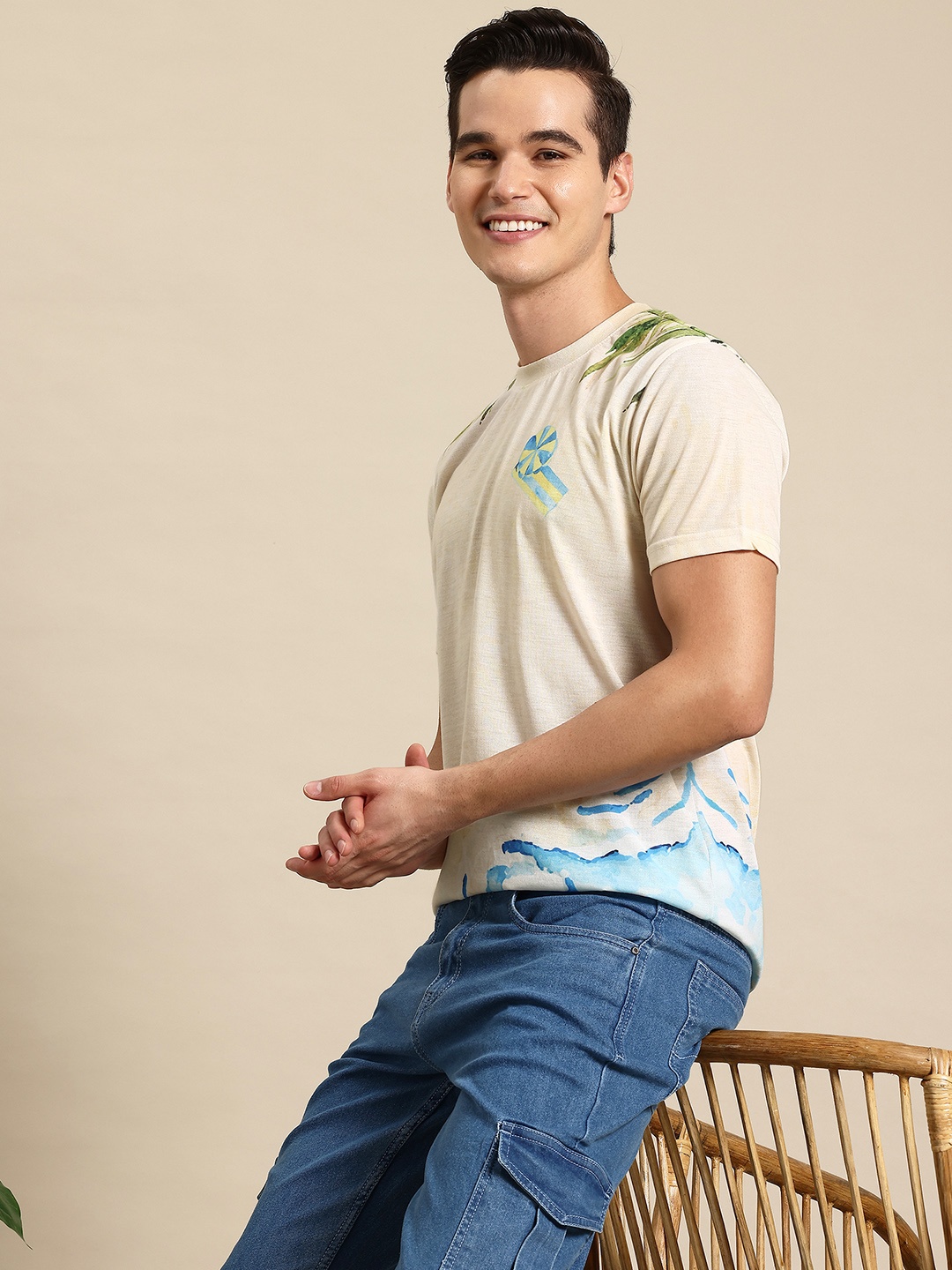 

Mast & Harbour Graphic Printed T-shirt, Beige