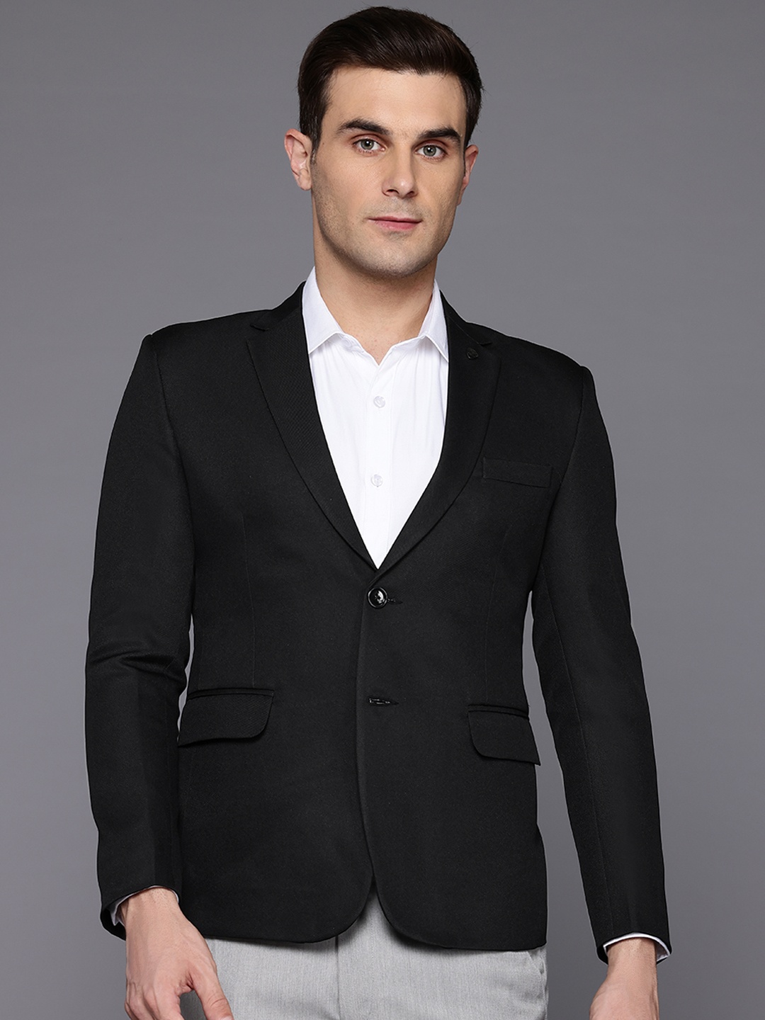 

ESSAS club Single-Breasted Slim Fit Formal Blazer, Black