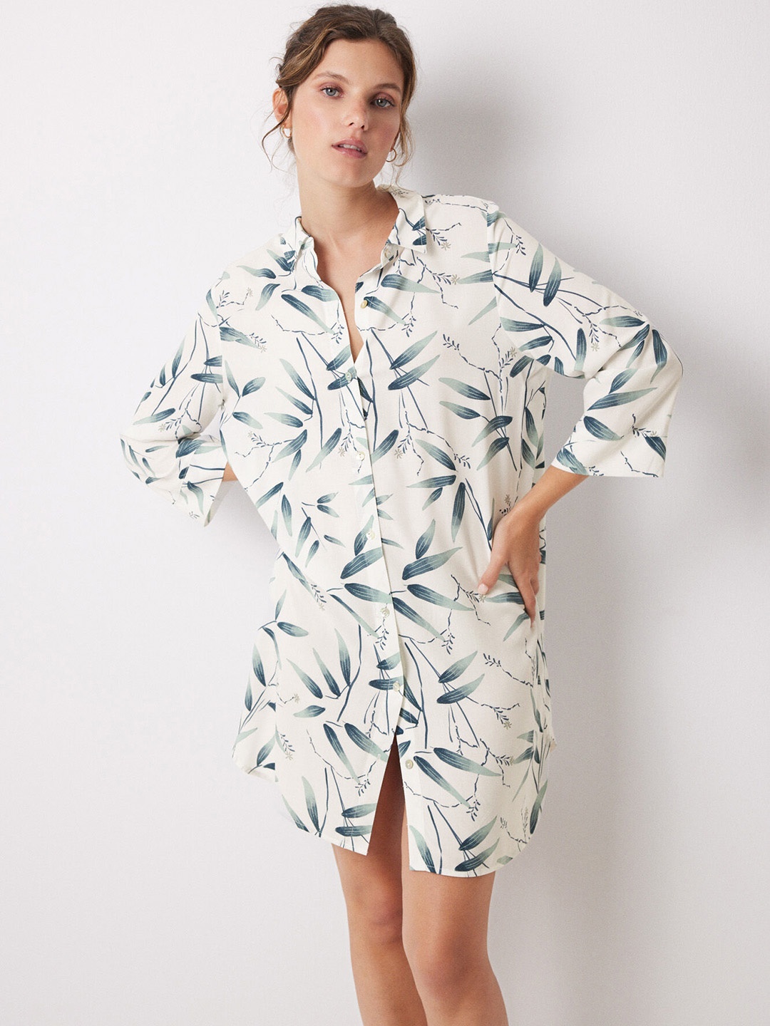 

women'secret Tropical Print Nightdress, White