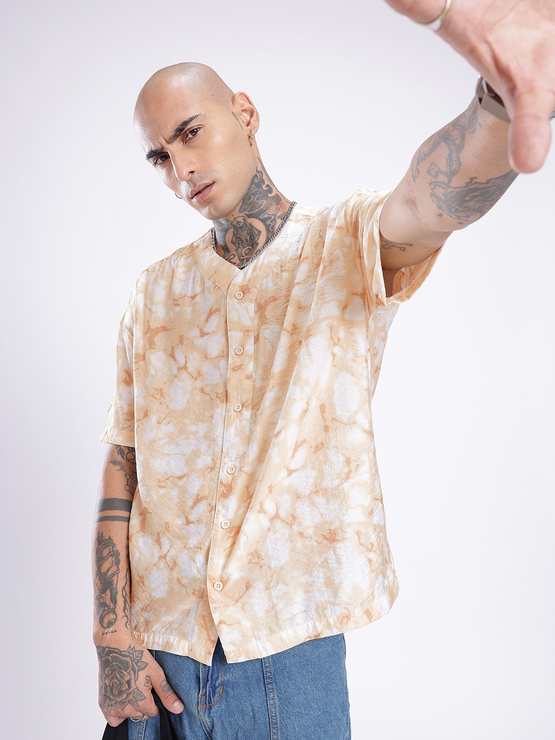 

Kook N Keech Kaleidoscopic Vibes Dyed Relaxed Fit Casual Shirt, Beige