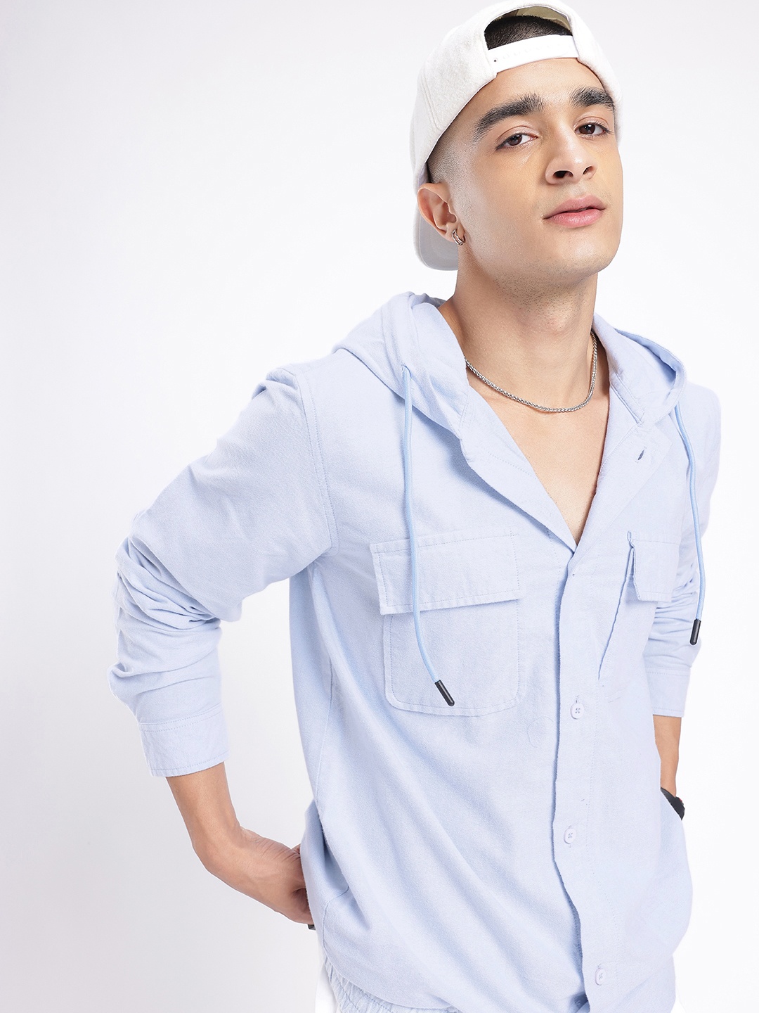 

Kook N Keech Street Style Hooded Casual Shirt, Blue