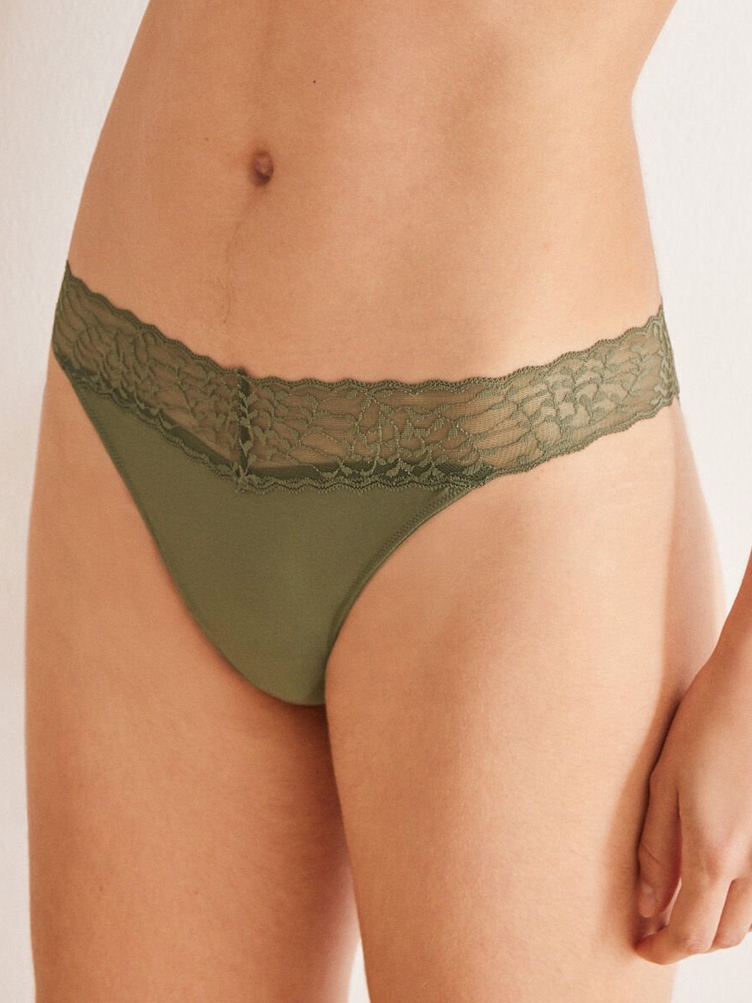 

women'secret Women Low-Rise Floral Lace Hipster Briefs 4988420-91, Khaki