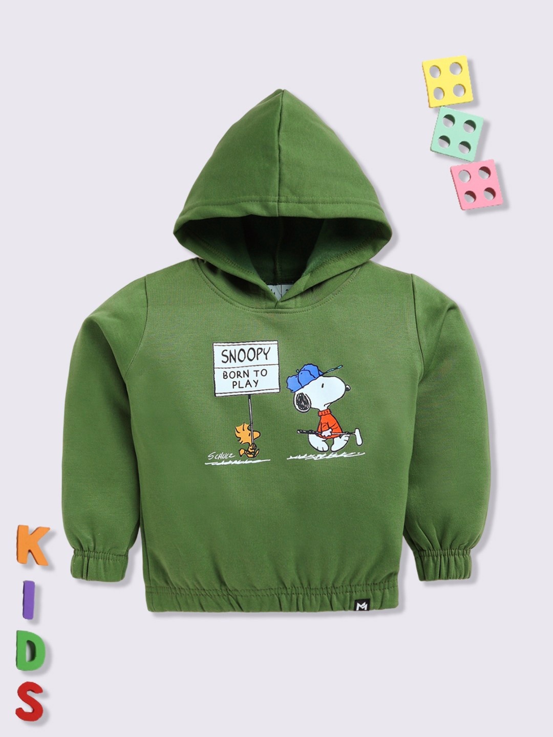 

YK X Minute Mirth Girls Printed Hooded Sweatshirt, Green