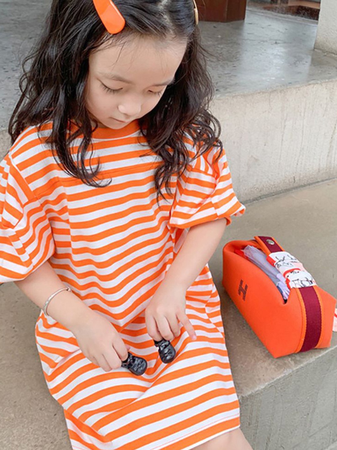 

StyleCast x Revolte Striped Balloon Dress, Orange
