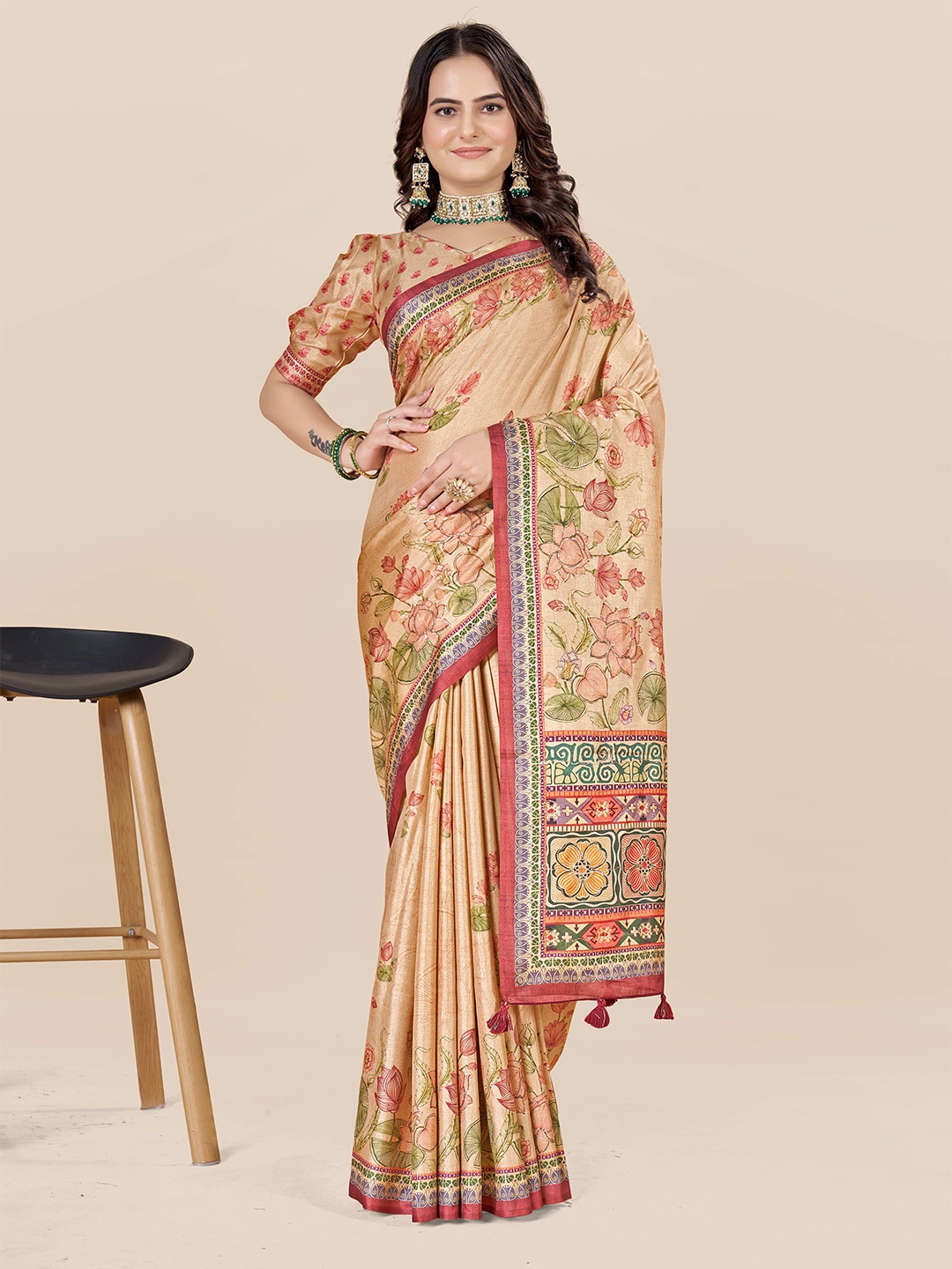 

ETHNIC TODAY Ethnic Motifs Art Silk Saree, Rose