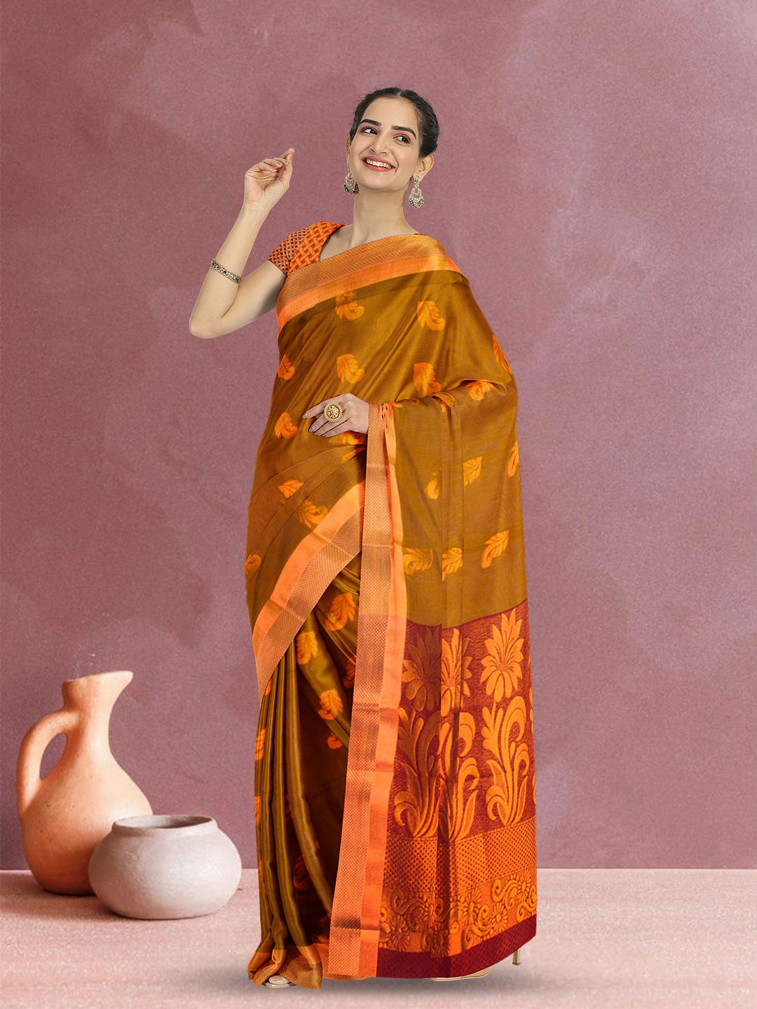 

Avishya Woven Design Pure Cotton Saree, Brown