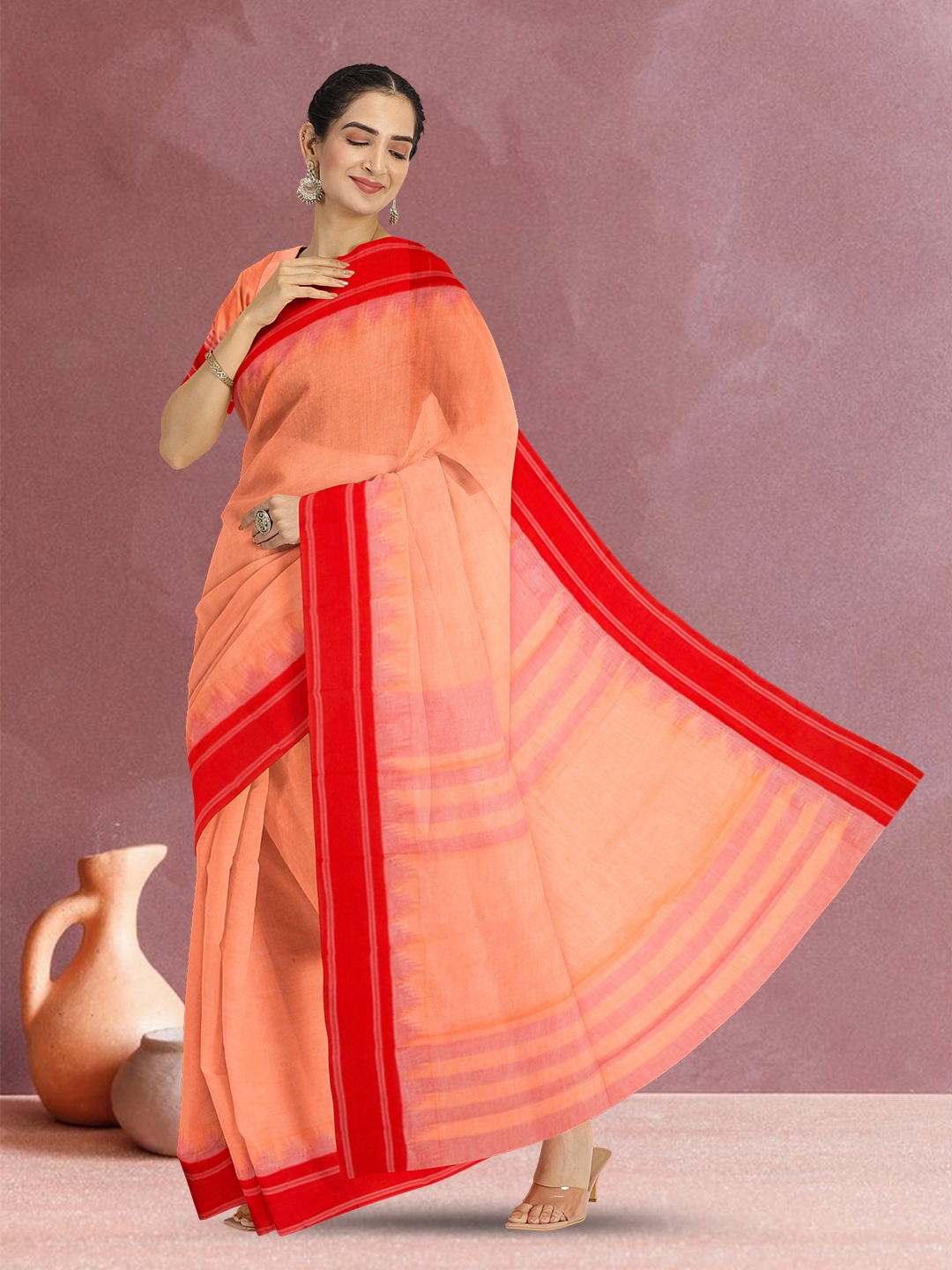 

Avishya Zari Pure Cotton Saree, Peach