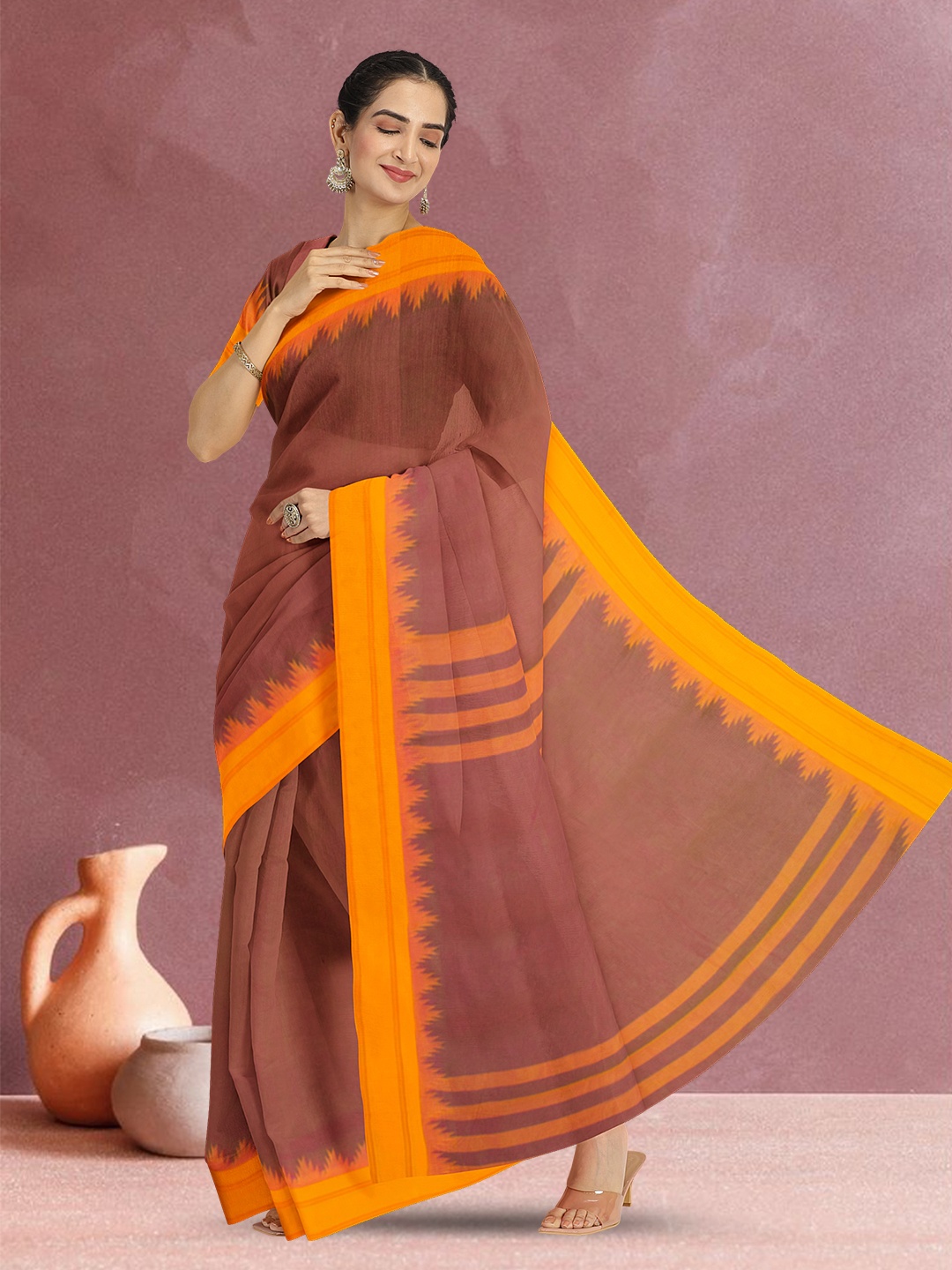 

Avishya Pure Cotton Saree, Brown