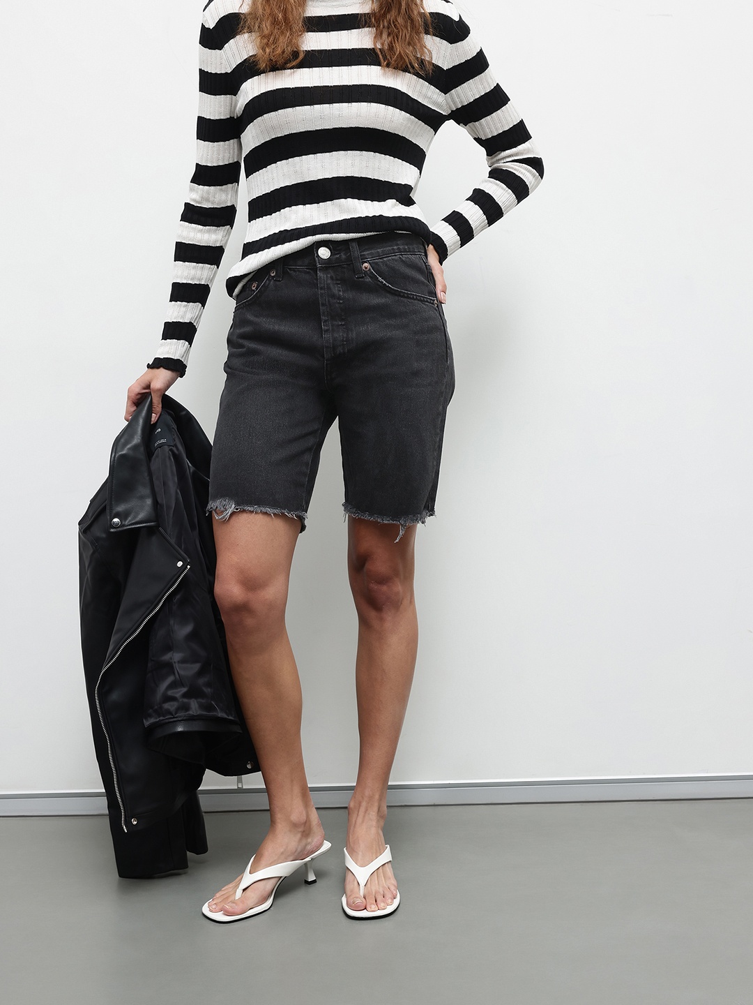 

ZARA Women Cotton Denim Shorts, Black