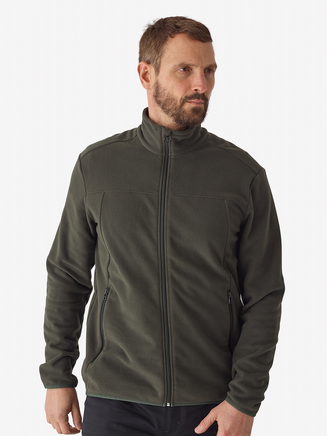 

SOLOGNAC By Decathlon Men Mock Collar Solid Sports Sporty Jacket, Green